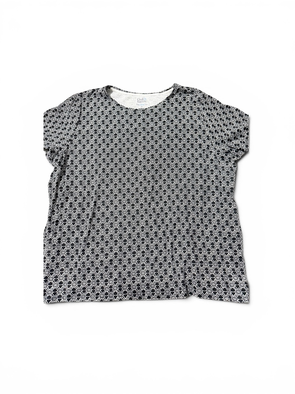 Croft & Barrow Women’s Black & White Patterned Short Sleeve Top